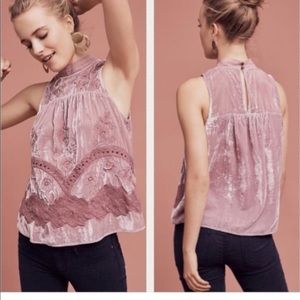 Floreat Mauve Velvet Tank sz 10 Anthropologie